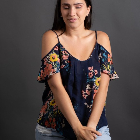 NWOT Blue Floral Off the Shoulder Top by Joie - Picture 4 of 10